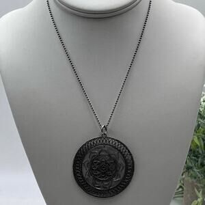 Antiqued Sterling Silver 925 Lotus
Mandala Circle‎ of Life Pendant Necklace